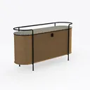 Buffet Cabinet with Storage, 47" Fluted Cabinet Right 45 Degree View