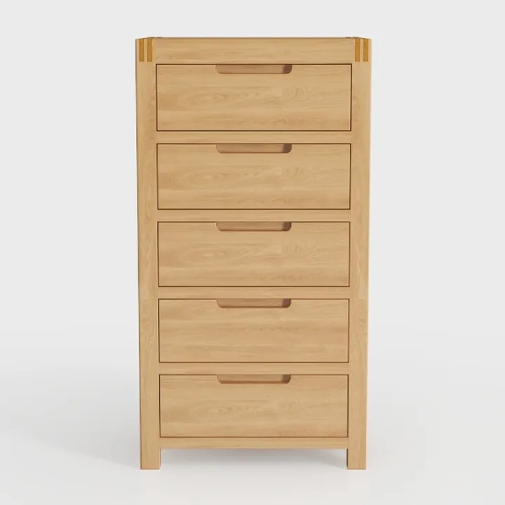 GAOMON Natural Rattan 5 Drawer Dresser, Wooden 