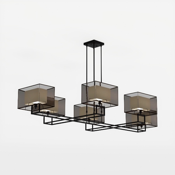 VINLUZ LED 5 Light Chandeliers Black with Clear