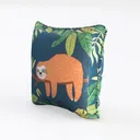 Tropical Sloth Print Fabric Throw Pillow Decorative 3D Model Left 45 Degree View