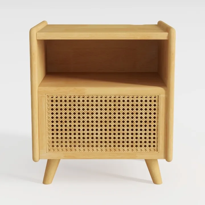 Lerliuo Rattan Nightstand with Charging Station