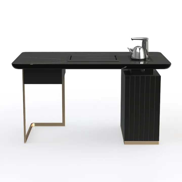 Modern Marble Top Gold Metal Accent Office Tea Desk 3D Model