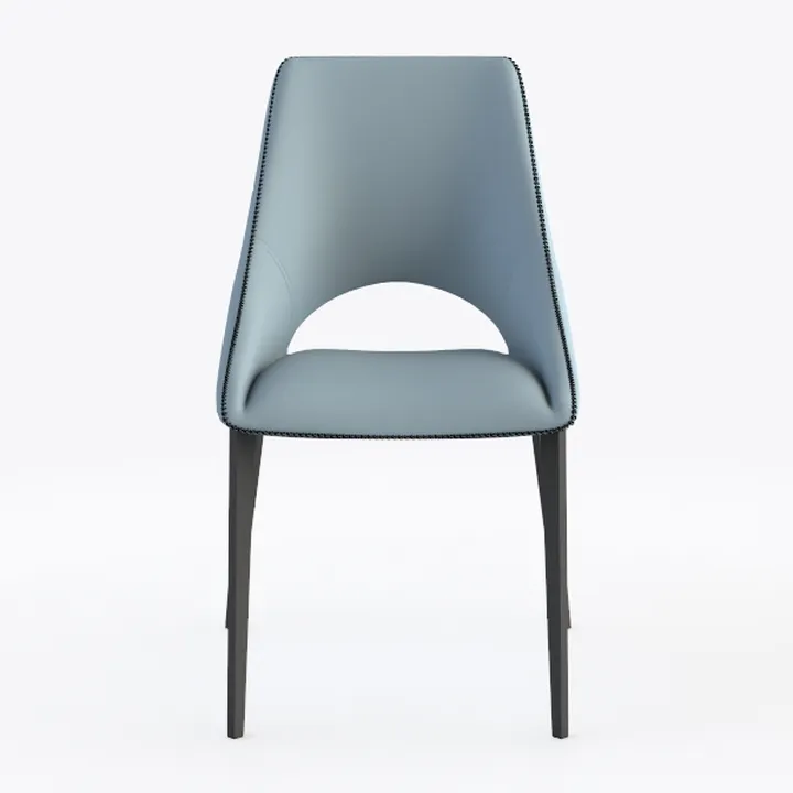 Modern Minimalist Blue Fabric Upholstered Dining Chair 3D Model