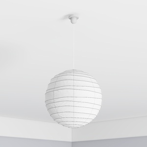 Minimalist White Fabric Spherical Pendant Lamp 3D Model