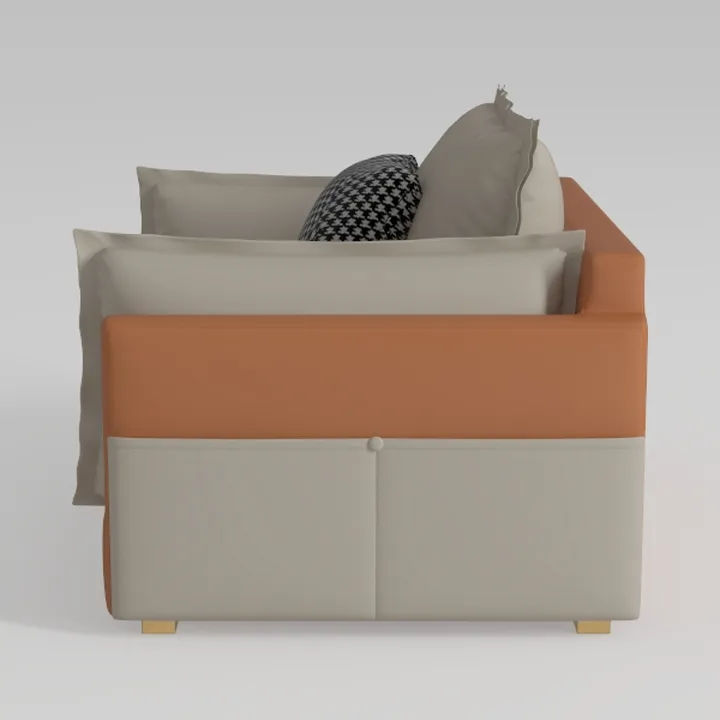 Modern Two Tone Fabric Sofa With Decorative Throw Pillows 3D Model