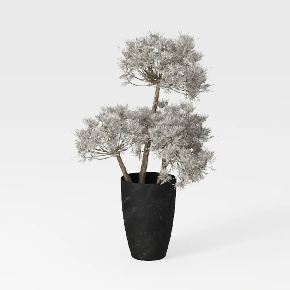 Large Rustic Ceramic Black Vase,15.7 Inch Tall