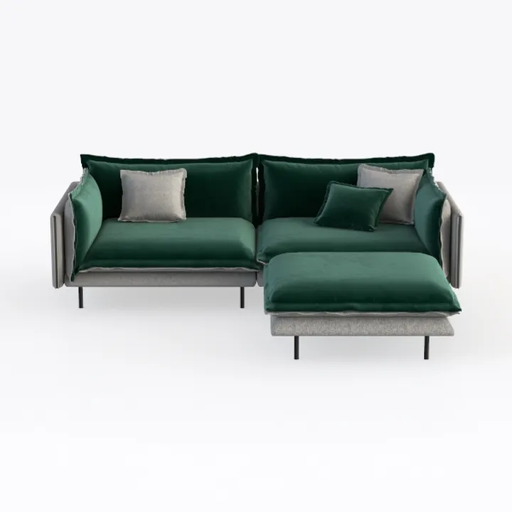 LEONX Elegant Green Chenille Sofa with Storage Sea