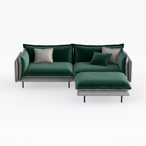 LEONX Elegant Green Chenille Sofa with Storage Sea