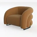 Minimalist Modern Velvet Accent Armchair 3D Model Left 45 Degree View