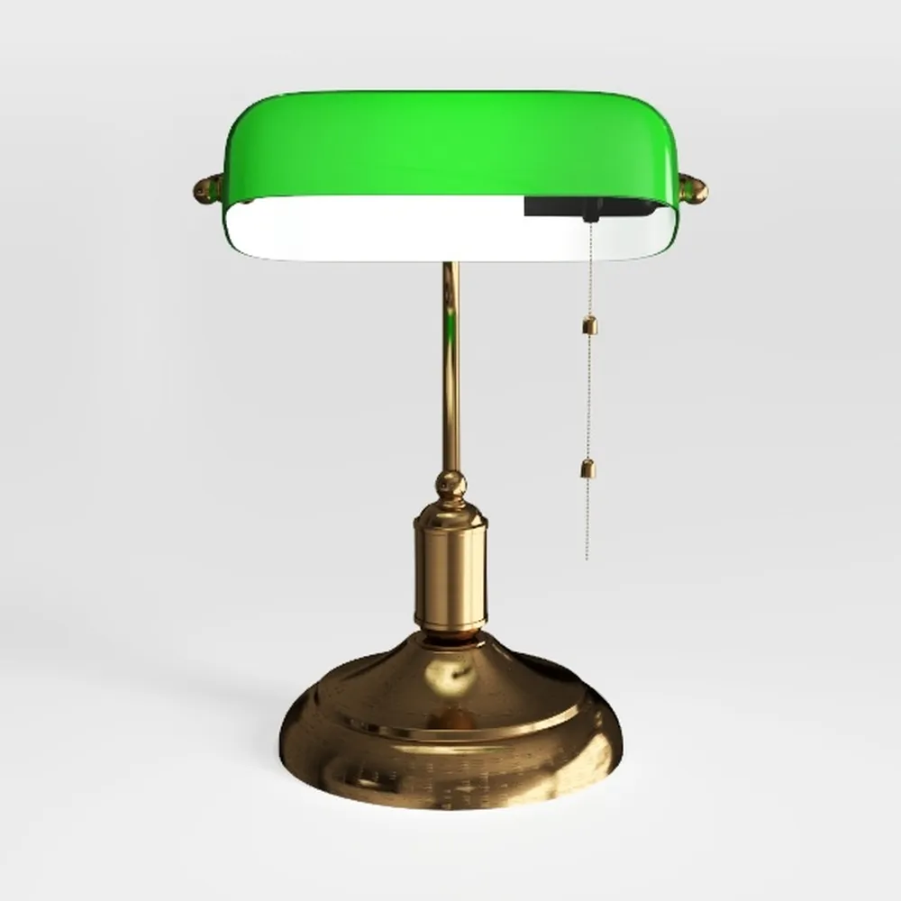 TORCHSTAR Green Glass Bankers Desk Lamp, UL Listed