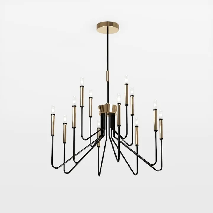 Modern Black Brass Metal Chandelier 3D Model