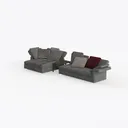 Modern Fabric L Shaped Sectional Sofa with Side Table 3D Model Left 45 Degree View