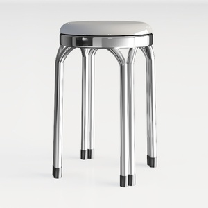 Minimalist Metal Fabric Round Backless Stool 3D Model