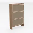 Minimalist Japandi Oak Rattan 3 Drawer Cabinet 3D Model Right 45 Degree View