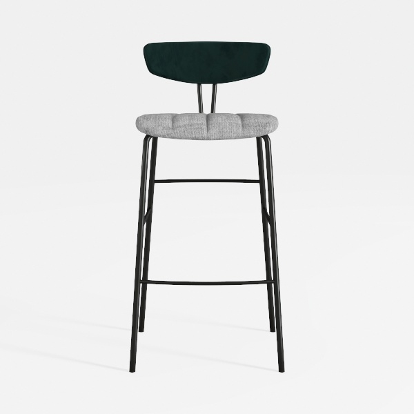 Wave Gray Velvet Bar Stools (Set of 2)
