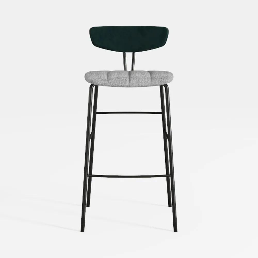 Wave Gray Velvet Bar Stools (Set of 2)