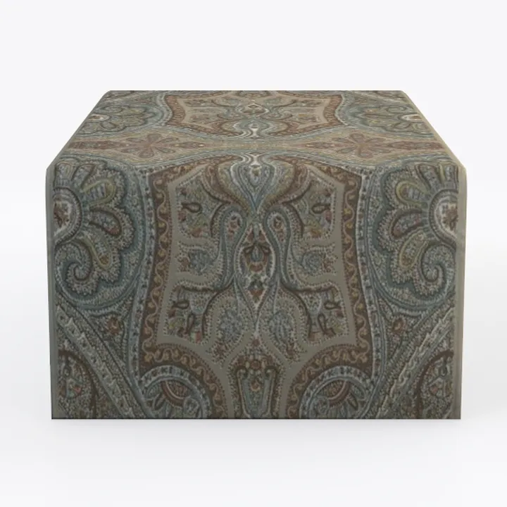 Bohemian Paisley Fabric Ottoman 3D Model