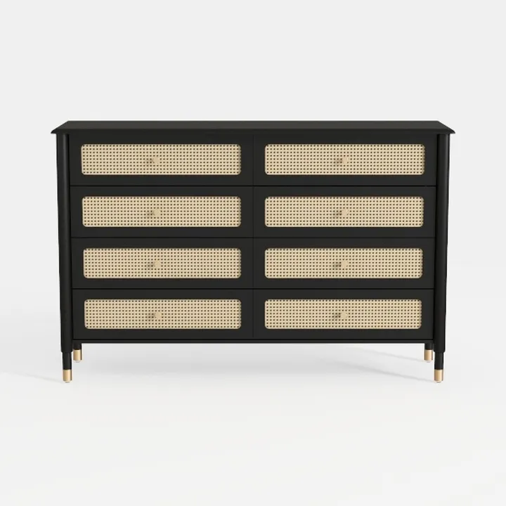 Fake Rattan 6 Drawers Dresser with Pre-Assembled
