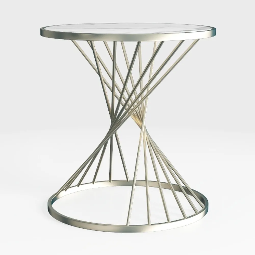 O&K FURNITURE Round End Table with Tempered Glass