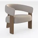 Minimalist Fabric Solid Wood Armchair 3D Model Right 45 Degree View