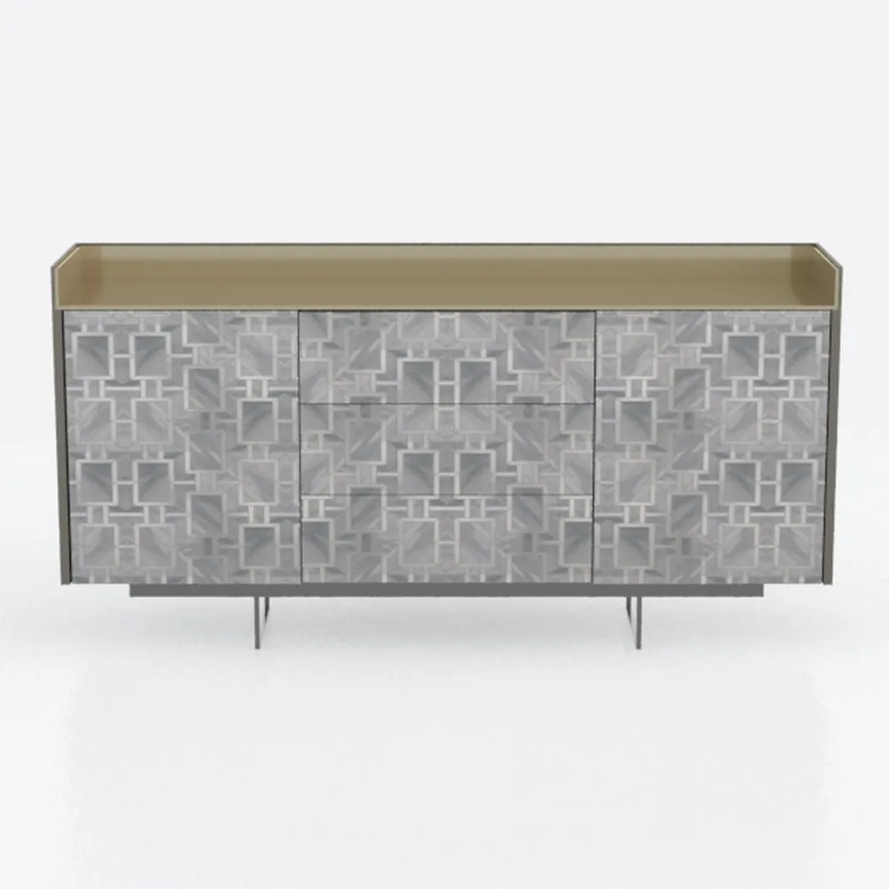 55" Buffet Cabinet with Storage,4 Carved Door