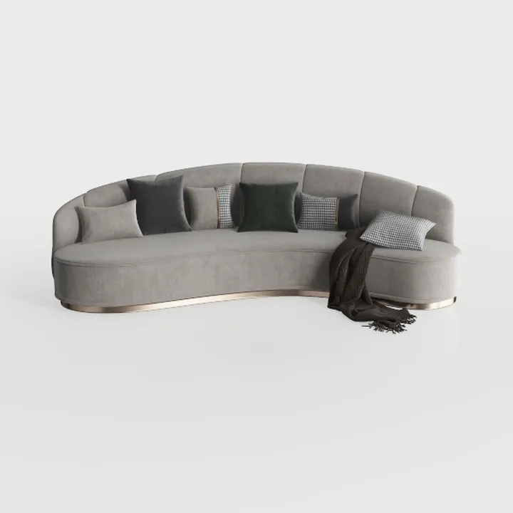 Upholstered Gray Fabric Sofa with 9 Pillows