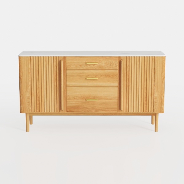 RARZOE Fluted Sideboard Buffet Cabinet with 3