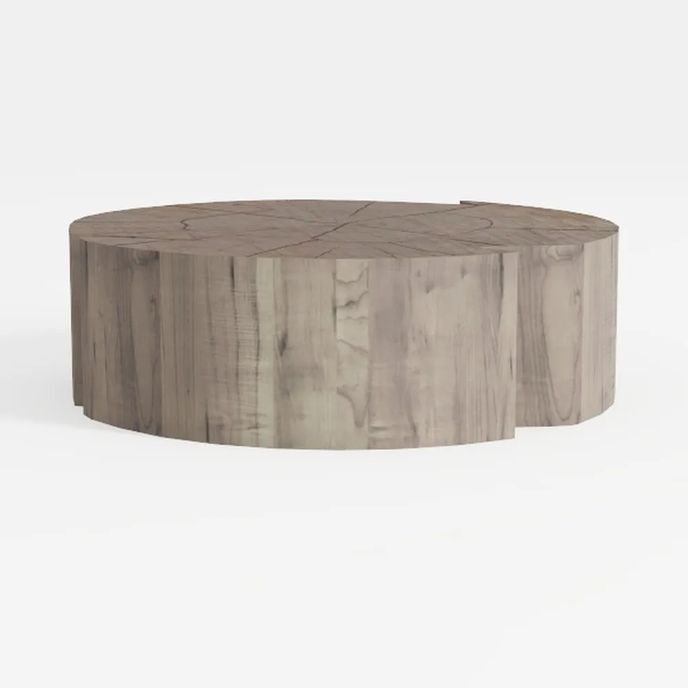 35.5" Round Coffee Table,Rustic Dark Wood Finish