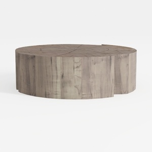 35.5" Round Coffee Table,Rustic Dark Wood Finish