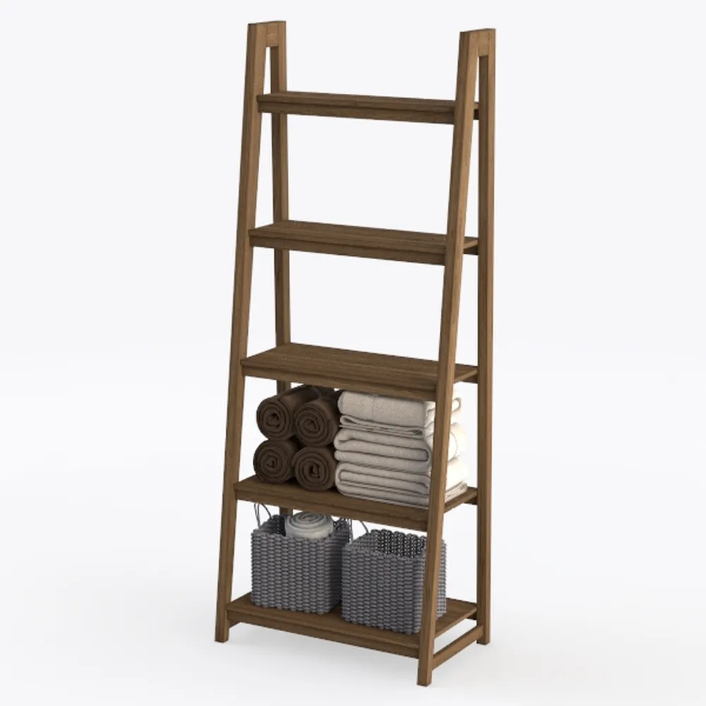 Tracey Greywash Wooden Five Shelf Ladder Bookcase