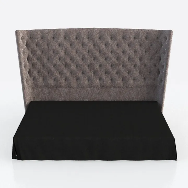 Modern Tufted Velvet Upholstered Bed Headboard with Platform Bed 3D Model