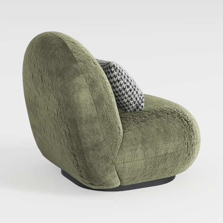 Olive-Green Barrel Upholstered Swivel Dining