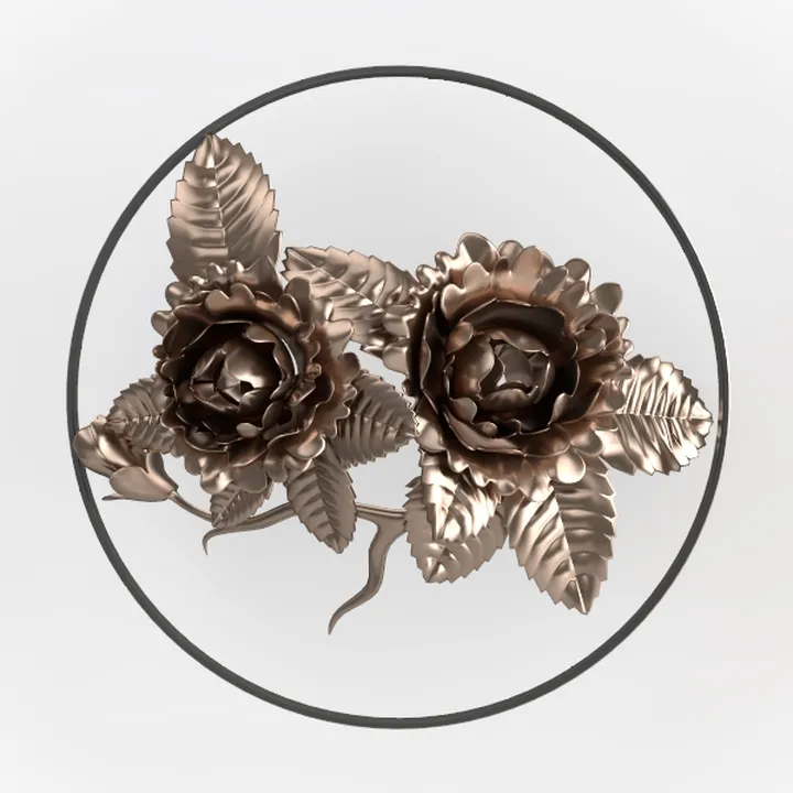 Brass Metal Floral Wall Art Decor 3D Model