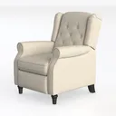 Modern Tufted Fabric Wingback Recliner Chair 3D Model Left 45 Degree View
