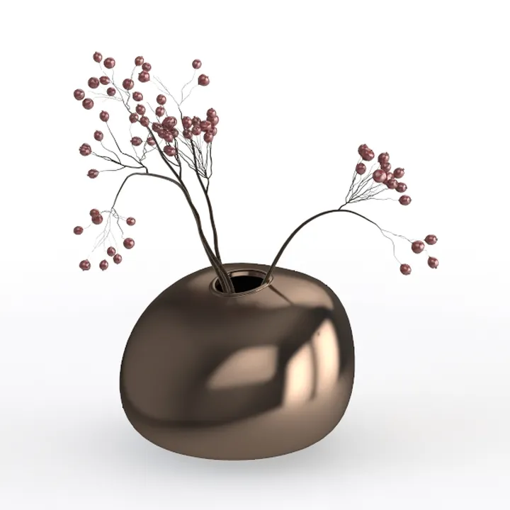 Minimalist Polished Bronze Metal Tabletop Vase 3D Model