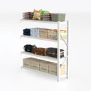 Minimalist Metal Storage Shelving Unit 4 Tier Garage Organizer 3D Model Left 45 Degree View