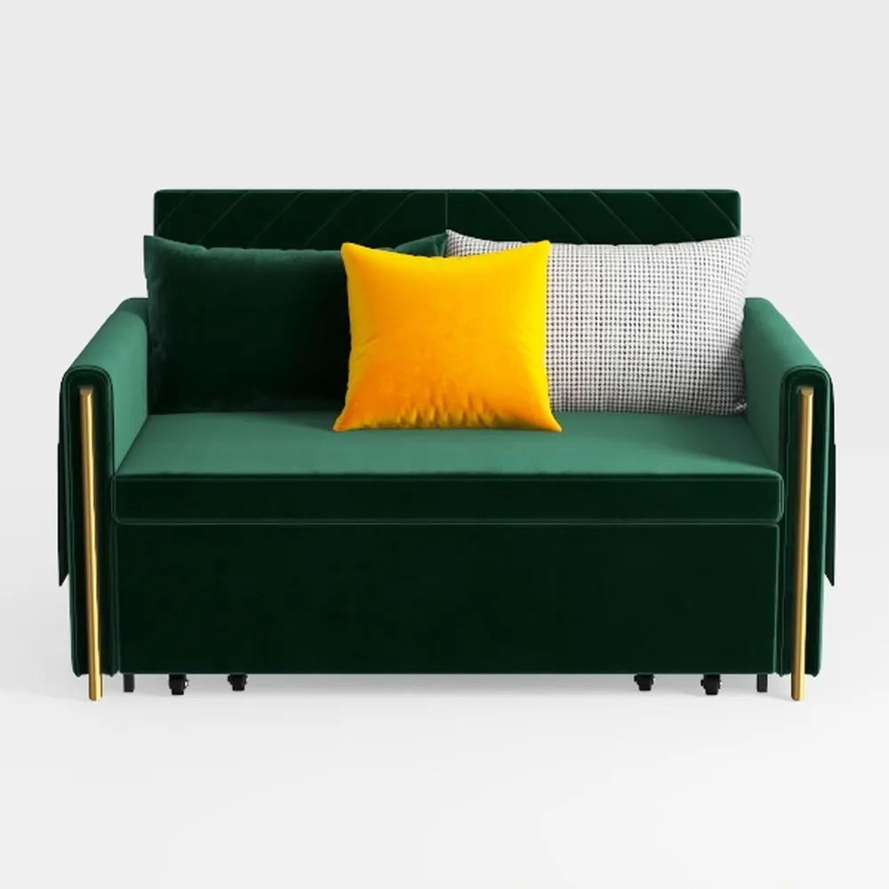 Convertible Sofa Bed with Storage Velvet Upholster