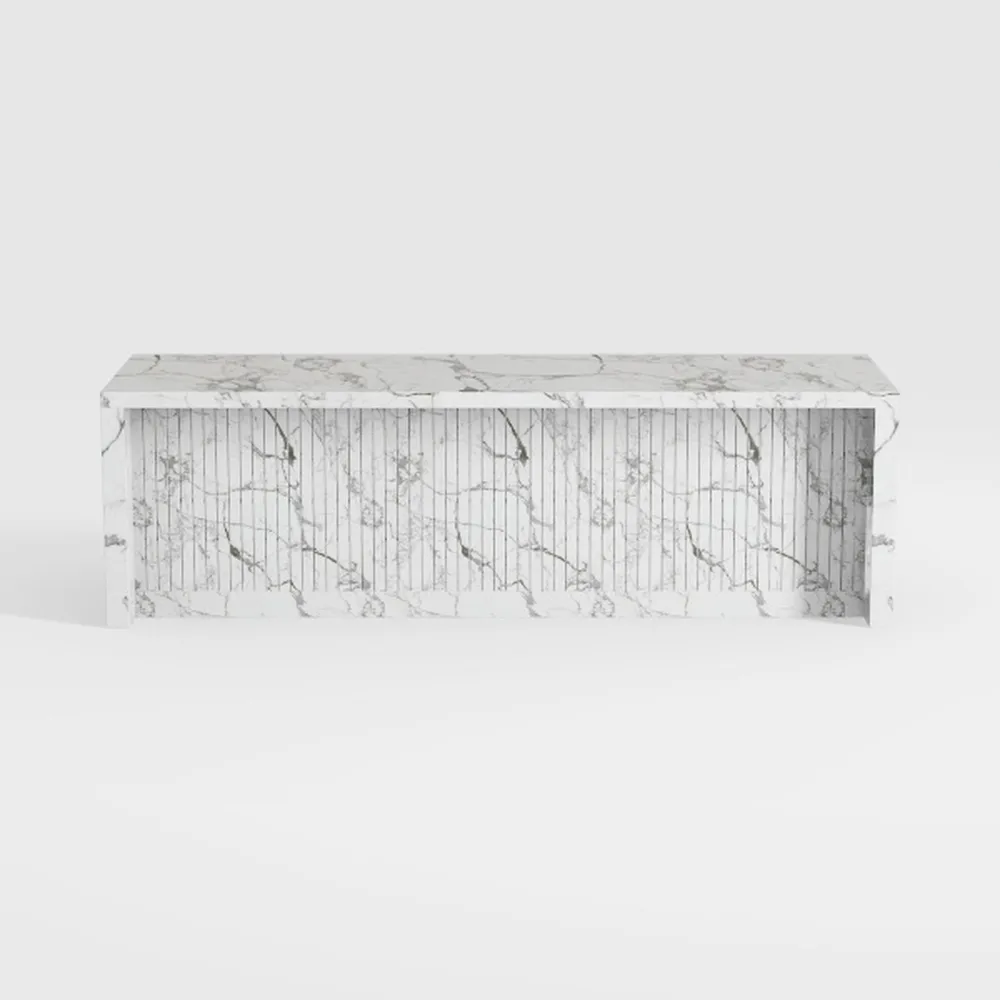 Dulcet 47 in. Marble White Rectangle Glass Top Cof