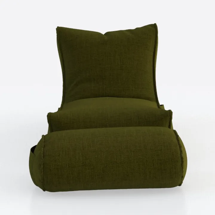 Minimalist Linen Fabric Chaise Lounge with Ottoman 3D Model