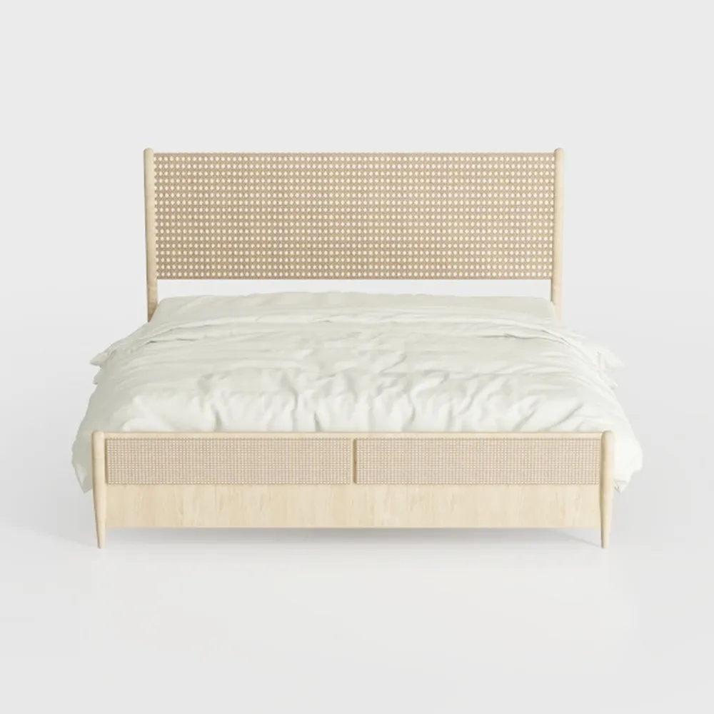 IDEALHOUSE Queen Metal Bed Frame with Rattan 