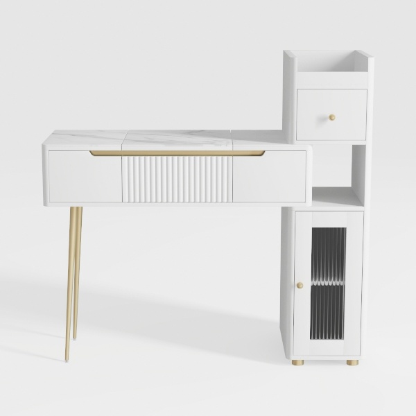 Dripex Makeup Vanity Desk with Large Mirror LED