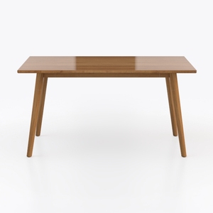 Mid-Century Solid Wood Dining Table Minimalist 3D Model