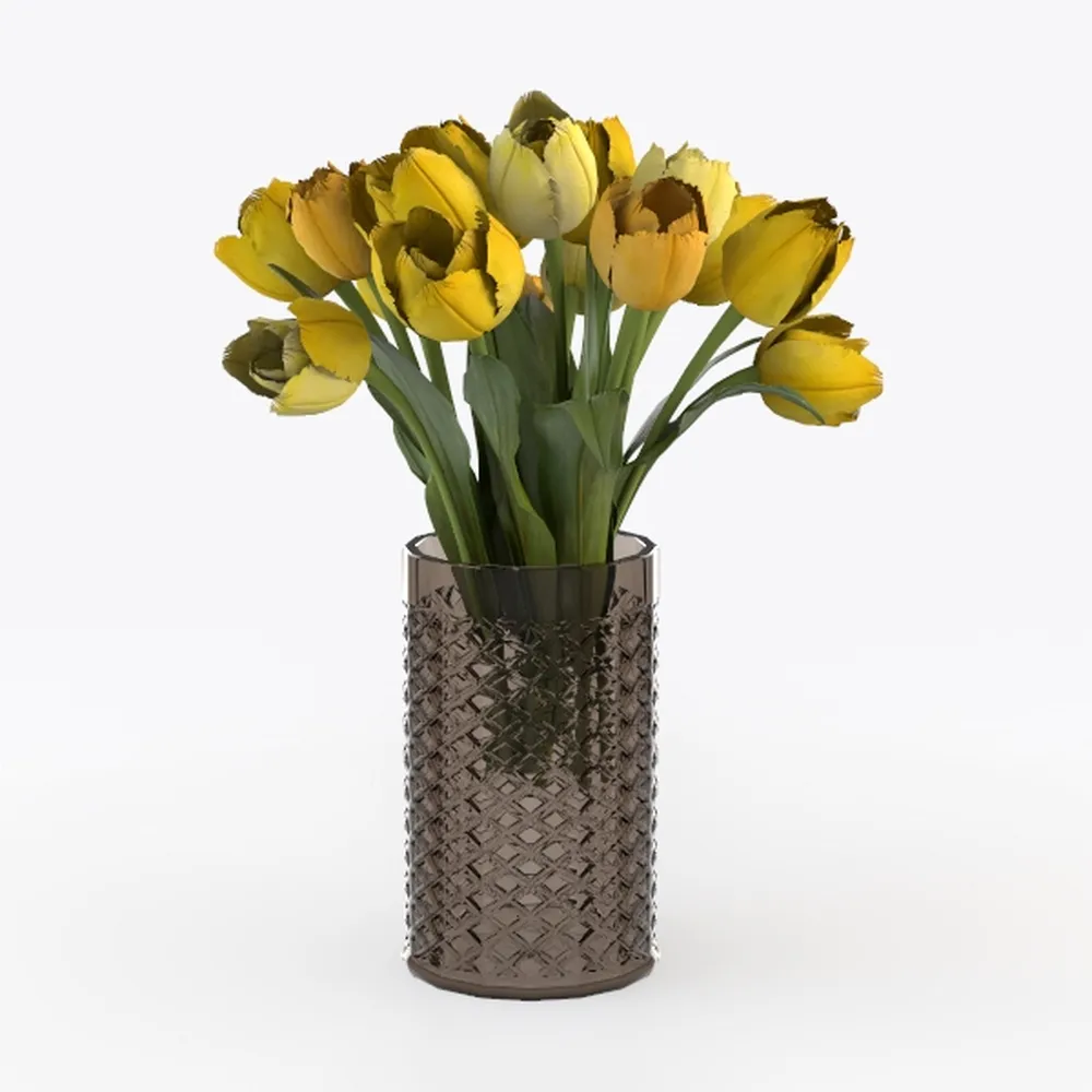 1pc Crystal Gold Flower Vase For Home Decor For Dining Table Decor Flower Pot