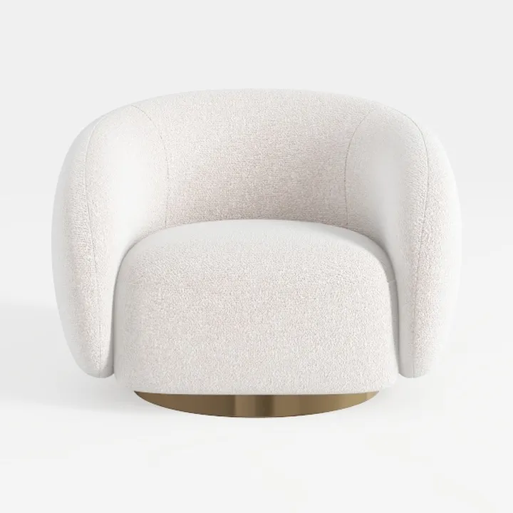 Minimalist Boucle Fabric Swivel Armchair 3D Model
