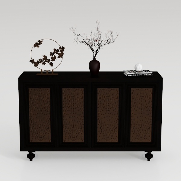 4 Door Rattan Sideboard Buffet Cabinet with