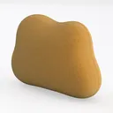 Minimalist Mustard Fabric Cloud Shaped Throw Pillow 3D Model Left 45 Degree View