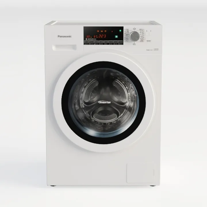 White Front Loading Washing Laundry Machine 3D Model