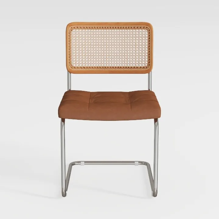 Modern Rattan Leather Metal Dining Chair 3D Model