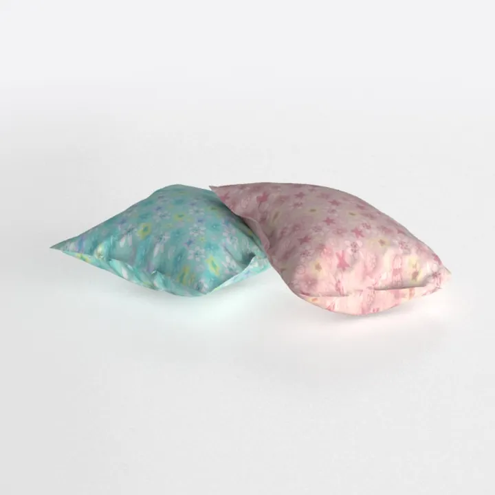 Floral Printed Fabric Throw Pillows 3D Model
