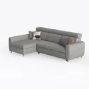 Minimalist Fabric L Shaped Sectional Sofa with Storage 3D Model Left 45 Degree View